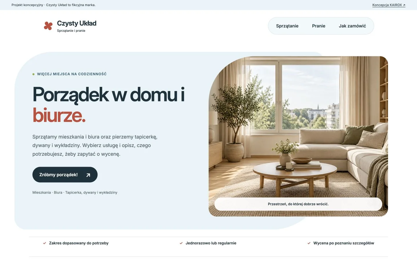 Czysty Układ — podgląd działającego interfejsu