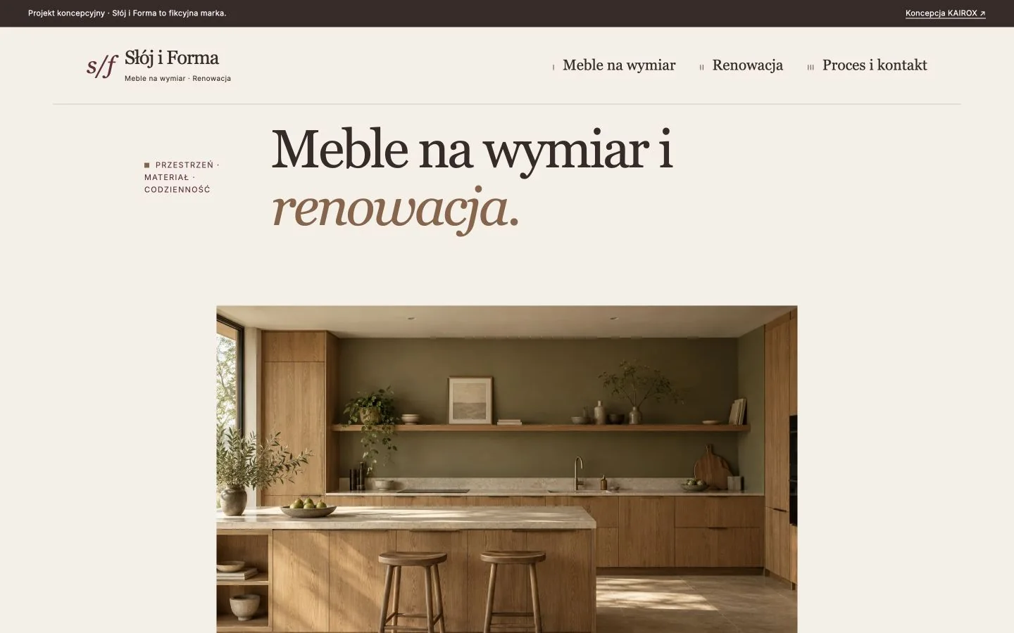 Słój i Forma — podgląd działającego interfejsu
